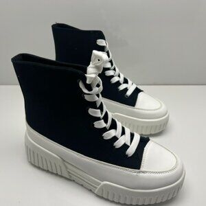 Lariufh Platform sneakers for women black hight top platform sneakers lace up